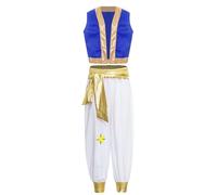 Lpdshaa Kids Boys Halloween Arabian Prince Costume Brosmario Game Character Vest And Pants Set For Cospaly Party Royal Blue 5-6 Years