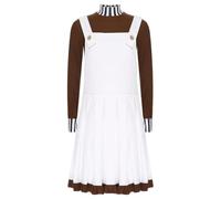 Lpdshaa Kids Candy Costume Worker Dress Halloween Cosplay Uniform 2pc Brown White 11-12 Years