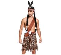 Lpdshaa Men Leopard Print Caveman Skirt Leopard Print Gathering Brown M