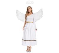 Lpdshaa Women's Guardian Angel Costume Fallen Angel Halloween Outfits Holy Halo-heavenly Gown With Wings White M