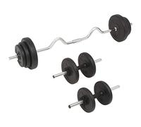 LPERTGFHU 60 kg Barbell & Dumbbell Set, Steel Rods With Cement Weight | Floor-Friendly Plastic Coating, Clear Weight Identification