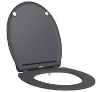 LPERTGFHU Toilet Seat, Duroplast Bathroom Accessory 45.5 x 37.5 x 3.8 cm | Anthracite finish, Minimalist aesthetic, Easy-to-clean design, Sturdy hardware