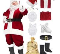 LPFFEOAEI Santa Suit for Men Deluxe Santa Claus Costume with Accessories, for Christmas Party