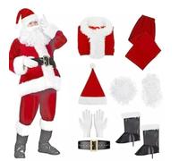 LPFFEOAEI Santa Suit for Men Deluxe Santa Claus Costume with Accessories, for Christmas Party