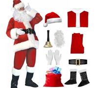 LPFFEOAEI Santa Suit for Men Deluxe Santa Claus Costume with Accessories, for Christmas Party