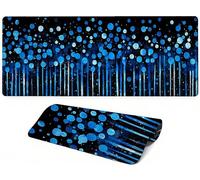 Lpfieonn Blue Large Desk Mat -90x40cm- Large Desk Protector Mats with Non-Slip Rubber Base and Stitched Edges Soft, Black Gaming Mouse Pad, for Keyboard Home Office Gaming Work. PF-2229