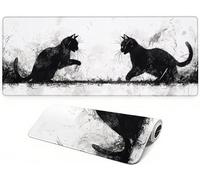 Lpfieonn Cat Large Desk Mat, 80x30cm- White Desk Protector Mat, Large Gaming Mouse Pad with Non-Slip Rubber Base and Stitched Edges Soft, Waschbares Laptop Pad, for PC Keyboard Office Home PF-2852