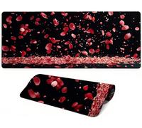 Lpfieonn Cherry Blossoms Large Desk Mat -80x30cm- Large Desk Protector Mats with Non-Slip Rubber Base and Stitched Edges Soft, Black Gaming Mouse Pad, for Keyboard Home Office Gaming Work. PF-1743