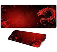 Lpfieonn Dragon Large Desk Mat, 100x50cm- Red Desk Protector Mat, Large Gaming Mouse Pad with Non-Slip Rubber Base and Stitched Edges Soft, Waschbares Laptop Pad, for PC Keyboard Office Home PF-2732