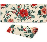 Lpfieonn Flowers Large Desk Mat -120x60cm- Large Desk Protector Mats with Non-Slip Rubber Base and Stitched Edges Soft, Retro Gaming Mouse Pad, for Keyboard Home Office Gaming Work. PF-1647
