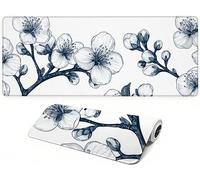 Lpfieonn Flowers Large Desk Mat, 160x80cm- White Desk Protector Mat, Large Gaming Mouse Pad with Non-Slip Rubber Base and Stitched Edges Soft, Waschbares Laptop Pad, for Keyboard Office Home PF-1752