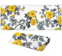 Lpfieonn Flowers Large Desk Mat, 160x80cm- White Desk Protector Mat, Large Gaming Mouse Pad with Non-Slip Rubber Base and Stitched Edges Soft, Waschbares Laptop Pad, for Keyboard Office Home PF-1860