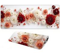 Lpfieonn Flowers Large Desk Mat -80x30cm- Large Desk Protector Mats with Non-Slip Rubber Base and Stitched Edges Soft, Plant Gaming Mouse Pad, for Keyboard Home Office Gaming Work. PF-1651