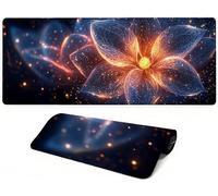 Lpfieonn Flowers Large Desk Mat, 90x40cm- Black Desk Protector Mat, Large Gaming Mouse Pad with Non-Slip Rubber Base and Stitched Edges Soft, Waschbares Laptop Pad, for Keyboard Office Home PF-2308