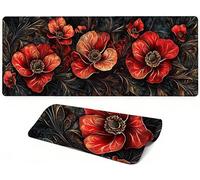 Lpfieonn Flowers Large Desk Mat -90x40cm- Large Desk Protector Mats with Non-Slip Rubber Base and Stitched Edges Soft, Plant Gaming Mouse Pad, for Keyboard Home Office Gaming Work. PF-1735