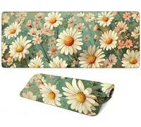 Lpfieonn Flowers Large Desk Mat -90x40cm- Large Desk Protector Mats with Non-Slip Rubber Base and Stitched Edges Soft, Plant Gaming Mouse Pad, for Keyboard Home Office Gaming Work. PF-1839