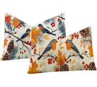 Lpfieonn Geometry Velvet Cushion Covers 50x70cm, Red Pack of 2 Soft with Double Sided Print - Cushion Covers with Invisible Zipper, Ideal for Sofa, Living Room & Bedroom -6356
