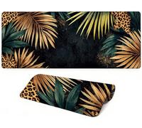Lpfieonn Leaf Large Desk Mat, 90x40cm- Black Desk Protector Mat, Large Gaming Mouse Pad with Non-Slip Rubber Base and Stitched Edges Soft, Waschbares Laptop Pad, for PC Keyboard Office Home PF-2230