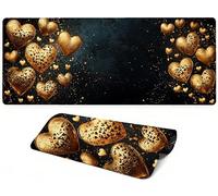 Lpfieonn Love Large Desk Mat -100x50cm- Large Desk Protector Mats with Non-Slip Rubber Base and Stitched Edges Soft, Blue Gaming Mouse Pad, for Keyboard Home Office Gaming Work. PF-2789