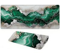 Lpfieonn Marble Pattern Large Desk Mat -100x50cm- Large Desk Protector Mats with Non-Slip Rubber Base and Stitched Edges Soft, Green Gaming Mouse Pad, for Keyboard Home Office Gaming Work. PF-1667