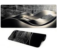 Lpfieonn Modern Large Desk Mat -90x40cm- Large Desk Protector Mats with Non-Slip Rubber Base and Stitched Edges Soft, Black Gaming Mouse Pad, for Keyboard Home Office Gaming Work. PF-2447