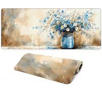 Lpfieonn Retro Large Desk Mat, 120x60cm- Flowers Desk Protector Mat, Large Gaming Mouse Pad with Non-Slip Rubber Base and Stitched Edges Soft, Waschbares Laptop Pad, for Keyboard Office Home PF-1846