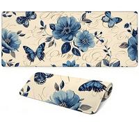 Lpfieonn Retro Large Desk Mat -120x60cm- Large Desk Protector Mats with Non-Slip Rubber Base and Stitched Edges Soft, Flowers Gaming Mouse Pad, for Keyboard Home Office Gaming Work. PF-1721