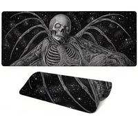 Lpfieonn Skeleton Large Desk Mat, 90x40cm- Black Desk Protector Mat, Large Gaming Mouse Pad with Non-Slip Rubber Base and Stitched Edges Soft, Waschbares Laptop Pad, for Keyboard Office Home PF-1626