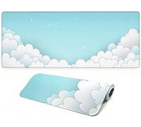 Lpfieonn Sky Large Desk Mat, 160x80cm- Blue Desk Protector Mat, Large Gaming Mouse Pad with Non-Slip Rubber Base and Stitched Edges Soft, Waschbares Laptop Pad, for PC Keyboard Office Home PF-2818
