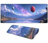 Lpfieonn Starry Sky Large Desk Mat, 160x80cm- Landscape Desk Protector Mat, Large Gaming Mouse Pad with Non-Slip Rubber Base and Stitched Edges Soft, Waschbares Laptop Pad, for Office Home PF-1782