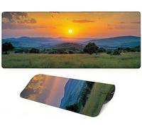 Lpfieonn Sunset Large Desk Mat -100x50cm- Large Desk Protector Mats with Non-Slip Rubber Base and Stitched Edges Soft, Yellow Gaming Mouse Pad, for Keyboard Home Office Gaming Work. PF-3641