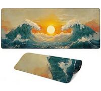 Lpfieonn Sunset Large Desk Mat, 80x30cm- Yellow Desk Protector Mat, Large Gaming Mouse Pad with Non-Slip Rubber Base and Stitched Edges Soft, Waschbares Laptop Pad, for Keyboard Office Home PF-3722