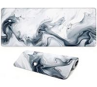 Lpfieonn White Large Desk Mat -90x40cm- Large Desk Protector Mats with Non-Slip Rubber Base and Stitched Edges Soft, Grey Gaming Mouse Pad, for Keyboard Home Office Gaming Work. PF-1963