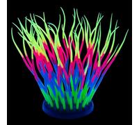LPFLASAT Fish Tank Decorations Fluorescent Rainbow Anemone Aquarium Decorations Aquatic plants Betta Fish Tank Decor Silicone Ornament with Glowing Effect for Fish Tank Landscape Decoration(Y)