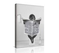 LPFNSF Bathroom Animal Pictures, Black and White Animals in The Bathroom, Fun Cow Elephant Art Paintings, Printed Bathroom Decoration Posters, Frameless. (Monkey, 20x30cm*1)