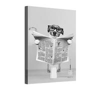 LPFNSF Bathroom Animal Pictures, Black and White Animals in The Bathroom, Fun Cow Elephant Art Paintings, Printed Bathroom Decoration Posters, Frameless. (dog, 30x40cm*1)