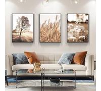 LPFNSF Beige Home Decoration Poster, Modern Reed Plant Decoration Landscape Painting, Bedroom, Living Room, Office Background Wall Decoration Poster, Frameless. (Style 9, 30x40cm*3)