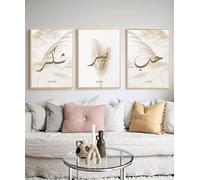 LPFNSF Islamic decorative murals, Arabic calligraphy decorative posters, Islamic marble background, Allah Islamic quotes poster decorative art painting, frameless. (Style B, 50X70CM*3)