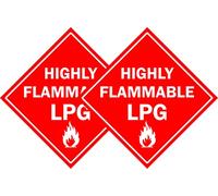 LPG Caravan, Motorhome, Campervan Vehicle Van Safety Gas sign (F) - Self adhesive sticker (Pack of 2) (150mm x 150mm)