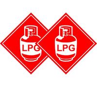 LPG Caravan, Motorhome, Campervan Vehicle Van Safety Gas sign - Self adhesive sticker (Pack of 2) (150mm x 150mm)
