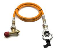 LPG High Pressure Orange Gas Hose Set 80cm - 27mm Clip-On Gas Bottle Adapter and 16mm Camping Gas Shut-Off Valve