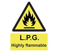 LPG Highly Flammable Warning Sign Adhesive Sticker A4 297mm x 210mm