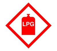 LPG Warning Sign, Self-Adhesive Vinyl Sticker, 100mm x 100mm, Red and White, Perfect for Caravans and Motorhomes (5)