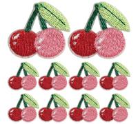 Lpitoy 10 Pcs Cherry Embroidery Patches Cute Cherry Iron on Patches Fruit Sew on Applique Badge for Clothes Backpack Shoes Hat Dress
