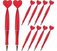 Lpitoy 10 Pcs Valentines Day Pens Heart Shaped Ballpoint Pens Rollerball Black Gel Ink Pens for Girls Women Wedding Office Supplies