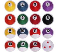 Lpitoy 16 Pcs Billiard Ball Embroidery Patch, Table Tennis Embroidered Badge Sew on Iron on Embroidered Applique Badge Patch Diy Accessory