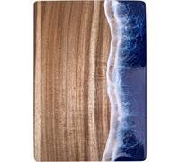 Lpitoy 1pc Wood Cutting Board Resin Rectangle with Wave Pattern Ocean Wooden Spliced Board for Gift Vegetable Meat Fruit, Kitchen Meal Prep Serving Tray