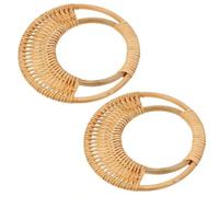 Lpitoy 2 Pack Rattan Woven Wood Bag Handles Wooden Round Shaped Handles Replacement for Handmade Bag Handbags Purse Handles 6.7inch
