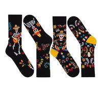Lpitoy 2 Pairs Sugar Skull Socks Halloween Crew Socks Casual Cotton Socks Novelty Funny Socks for Men Women Mexico Day of the Dead