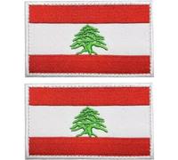 Lpitoy 2 Pcs Lebanon Flag Patch Iron on Embroidered Patches Lebanese Flags Military Patch for Clothes Hat Backpacks Decorations